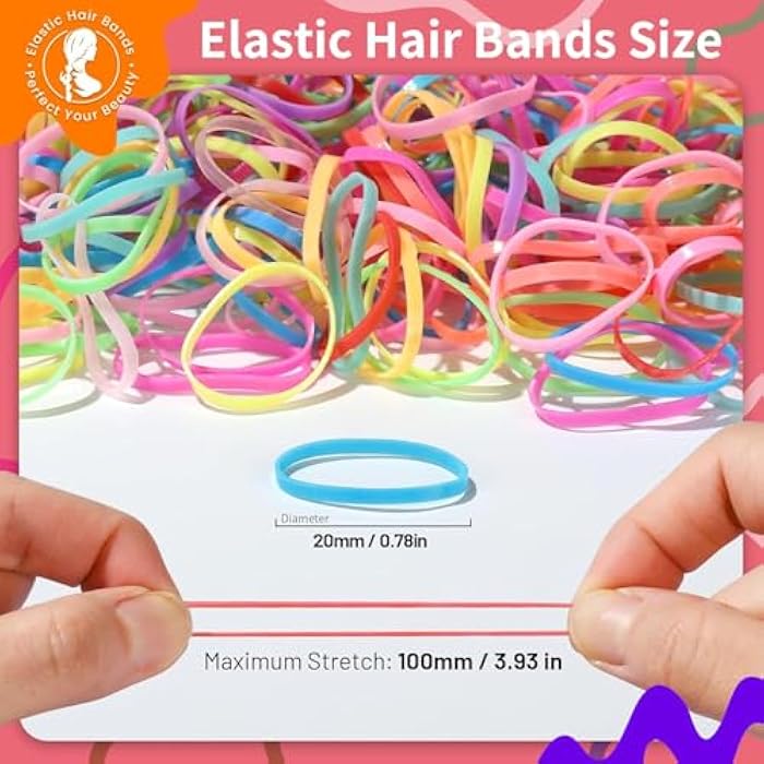 Hair Bobbles Small Pack of 300 PCS - Girls Mini Elastic Hair Bands Set - Hair Accessories Thin Hai-1 Box-MULTICOLOR - Image 2